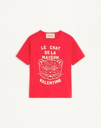Valentino Cotton T-Shirt With Le Chat De La Maison Print
