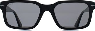 Persol Rectangle Mens Black Polarized Dark Grey PO3272S - One Size
