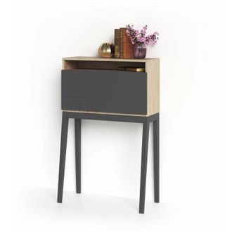 HERDASA Herdasa - Mesa Estudio Para Colgar Mod-630 Acabado Roble/grafito, 39 X 75 X 117 Cm (fondo X Ancho X Alto)