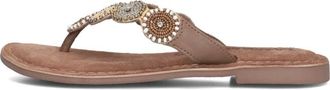 Lazamani Schoenen, Dames, Beige, 37 EU, Leer, Beige Stijlvolle Zomer Slippers