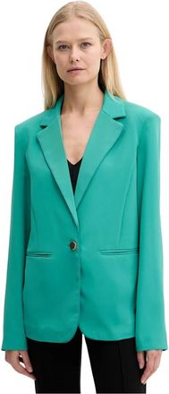 Fracomina Lange blazerjas - Dames - Blazers - Groen - M - Leer - Jassen