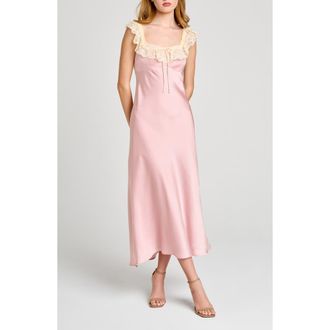 Wayf Ella Lace Trim Slipdress in Pink at Nordstrom, Size X-Large