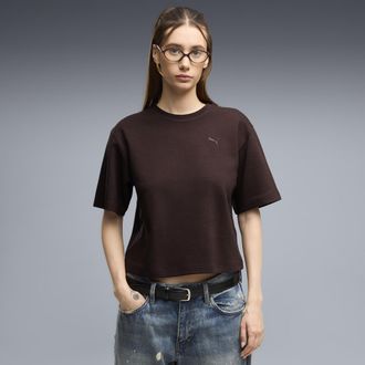 Puma T-shirt Essentials Elevated dal taglio morbido da donna, Abbigliamento, Marrone, XL
