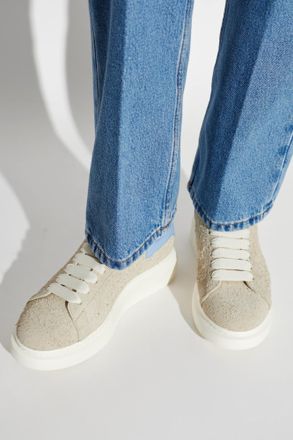 Alexander McQueen Suede Sports Shoes With Logo, Womens, Grey