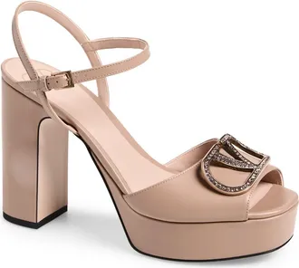 Valentino Rhinestone VLOGO Platform Sandal in Rose at Nordstrom, Size 40.5