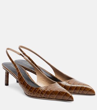 Tom Ford Croc-effect slingback pumps