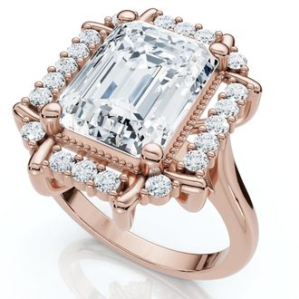 Pompeii3 4 1/4 Ct Emerald Moissanite & Diamond Engagement Ring White Yellow or Rose Gold