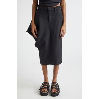 sacai Pinstripe Twill Skirt in Black Stripe at Nordstrom, Size 1