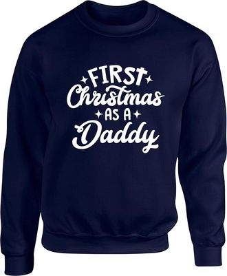 HippoWarehouse First Christmas as a Daddy Unisex Jumper Sweatshirt Pullover (Specific Size Guide in Description) Navy Blue