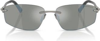 Tiffany & Co. 59mm Irregular Rectangular Sunglasses in Gunmetal /Grey Mirror Blue at Nordstrom