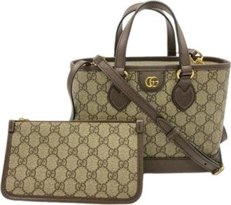 Gucci Pre-owned Handbags, female, Beige, Size: ONE SIZE Pre-owned Ophidia Tote Bag