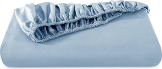 Bare Home 400 Thread Count Organic Cotton Sateen Fitted Sheet - Full XL in Dusty Blue at Nordstrom