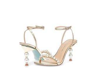 Blue by Betsey Johnson Jacy Heeled Sandals Womens 1-2 inch heel Shoes Gold : 6 M, Synthetic