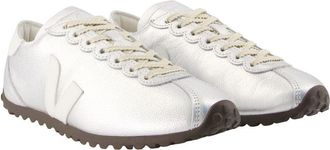 Veja Womens Cateyes Sneakers - Veja Leather Silver Calfskin Shoes