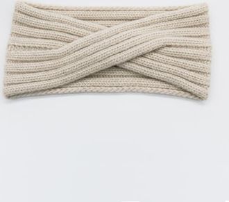 Portolano Cashmere chunky ribbed headband in Ivory at Nordstrom