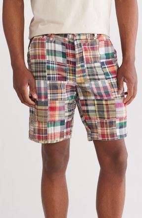 Vintage 1946 Acid Wash Patchwork Madras Plaid Shorts in Navy at Nordstrom Rack, Size 42