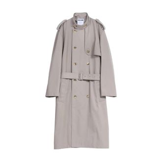 Moschino Beige Waterdichte Double-Breasted Jas - Heren - Trenchcoats - Beige - L - Katoen - Jassen