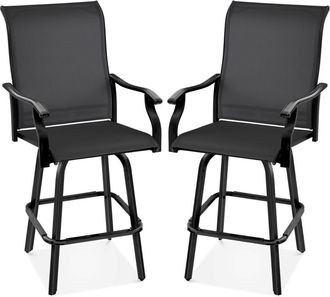 Best Choice Products Set of 2 Outdoor Swivel Bar Stools, Patio Barstool Chairs w/ 360 Rotation, All-Weather Mesh