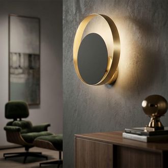 Mauro Ferretti Aplique de metal negro con c&iacute;rculo dorado cm 25x8x25
