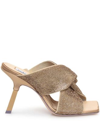 Sebastian Milano 95mm Paris sandals - women - Fabric/Calf Leather/Aluminium/Calf Leather - 37.5 - Neutrals