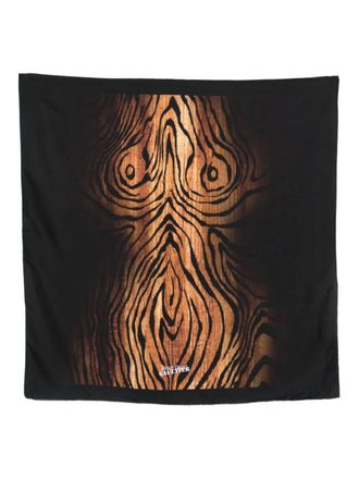 Jean Paul Gaultier wood-print silk scarf - Brown