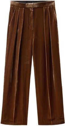 Mango Straight Leg Velvet Pants in Caramel at Nordstrom Rack, Size 4