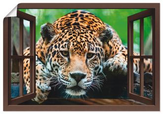 Artland Poster »Fensterblick - Südamerikanischer Jaguar« Wildtiere 1 Stk. tlg. als Alubild, Leinwandbild, Wandaufkleber oder Poster in versch. Grössen