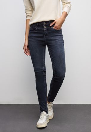 Street One Slim-fit-Jeans STREET ONE Style York, Damen, Gr. 25, L&auml;nge 30, blau schwarz washed, Denim/Jeans, Obermaterial: 99% Baumwolle, 1% Elasthan, unifarben, 