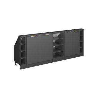 Vicco Armario De Cocina Para Techo Inclinado R-line, Antracita-oro, 210 Cm Lote De 5, Vicco