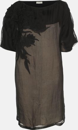 Dries Van Noten Black Tulle Shirt Dress