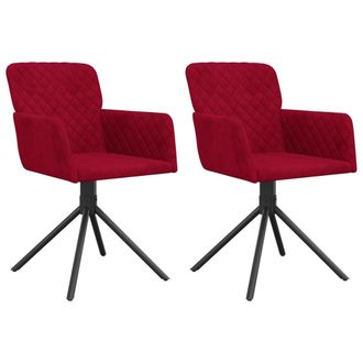 vidaXL Sillas De Comedor Giratorias 2 Unidades Terciopelo Rojo Tinto Vidaxl