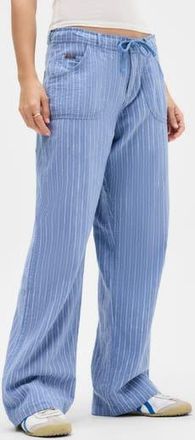 BDG Drawstring Wide Leg Linen & Cotton Blend Pants in Blue at Nordstrom Rack, Size X-Small