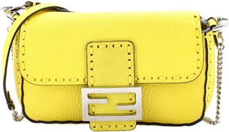 Fendi Fendi Yellow Leather Selleria Baguette Nm Bag Mini (Authentic Pre-Loved)