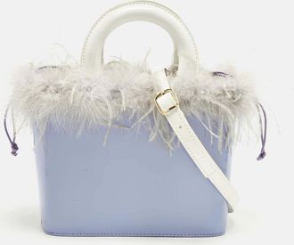 Staud Staud Nic Lilac/white Feather And Patent Leather Tote