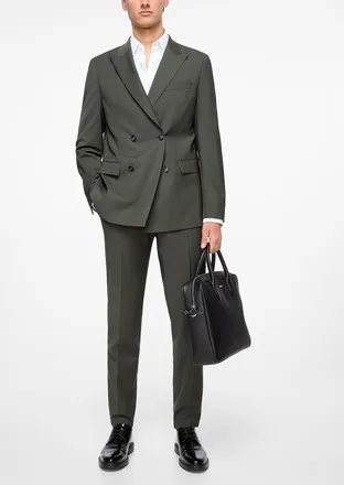 BOSS Mens Diagonal stripes virgin wool pant