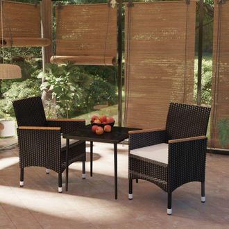 vidaXL Juego De Comedor De Jard&iacute;n 3 Piezas Con Cojines Negro Vidaxl