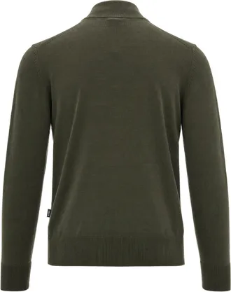 HUGO BOSS Merino Wool Zip-Up Sweater - Green