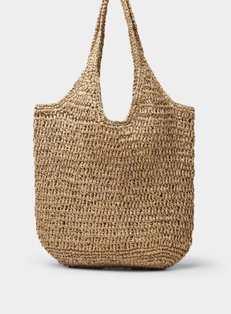 Simons Womens Openwork braided straw XL tote bag