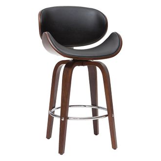 Miliboo Miliboo - Taburete De Bar Moderno Negro Y Madera Oscura 65 Cm Walnut