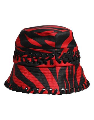 Dolce & Gabbana HAT9800 Red and Black Striped Bucket Hat - Red