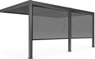 Oviala Pérgola bioclimática adosada de 3x6m y 2 toldos de 2,66 x 2,34m
