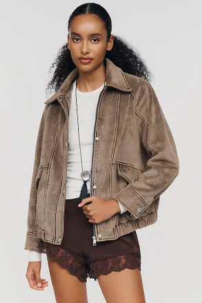Pilcro Aviator Faux Suede Jacket