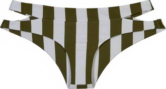 Mikoh Swimwear Womens Puka Puka Bikini Bottom In Retro Stripe Olive