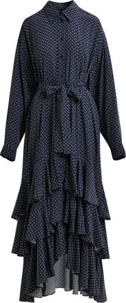 Essentiel Abito lungo con ruches - Blu