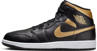 Nike Air Jordan 1 Mid Mens Shoes (DQ8426-071, Black/White/Metallic Gold), Black/Metallic Gold-White, 12 UK