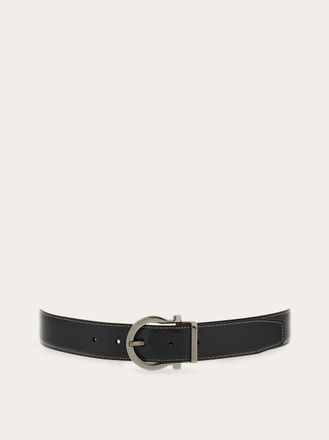 Ferragamo Men Reversible and adjustable Gancini belt Black