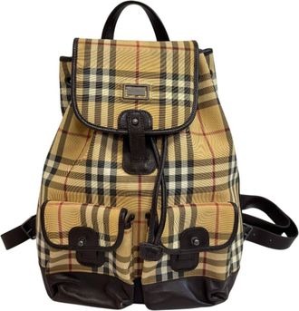 Burberry Beige Black Pvc Leather Backpack (Pre-Owned)