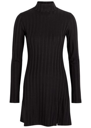 Reformation Libra Subtle-stripe Stretch-jersey Mini Dress - Black - XL (UK16 / XL)