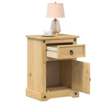 vidaXL Mesita De Noche Corona Madera Maciza De Pino 45x35x64 Cm Vidaxl