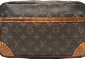 Louis Vuitton Brown Coated Canvas Clutch Bag (Pre-Owned)
